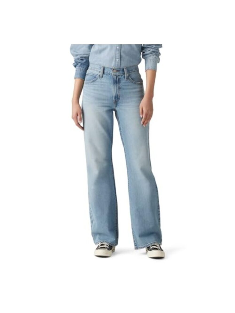 Womens 94 Baggy Bootcut Jeans Mid Rise Denim Pants